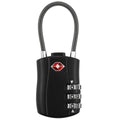 Combination Lock with Steel Cable for Luggage and Bags - Black