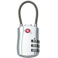 Combination Lock with Steel Cable for Luggage and Bags - Silver
