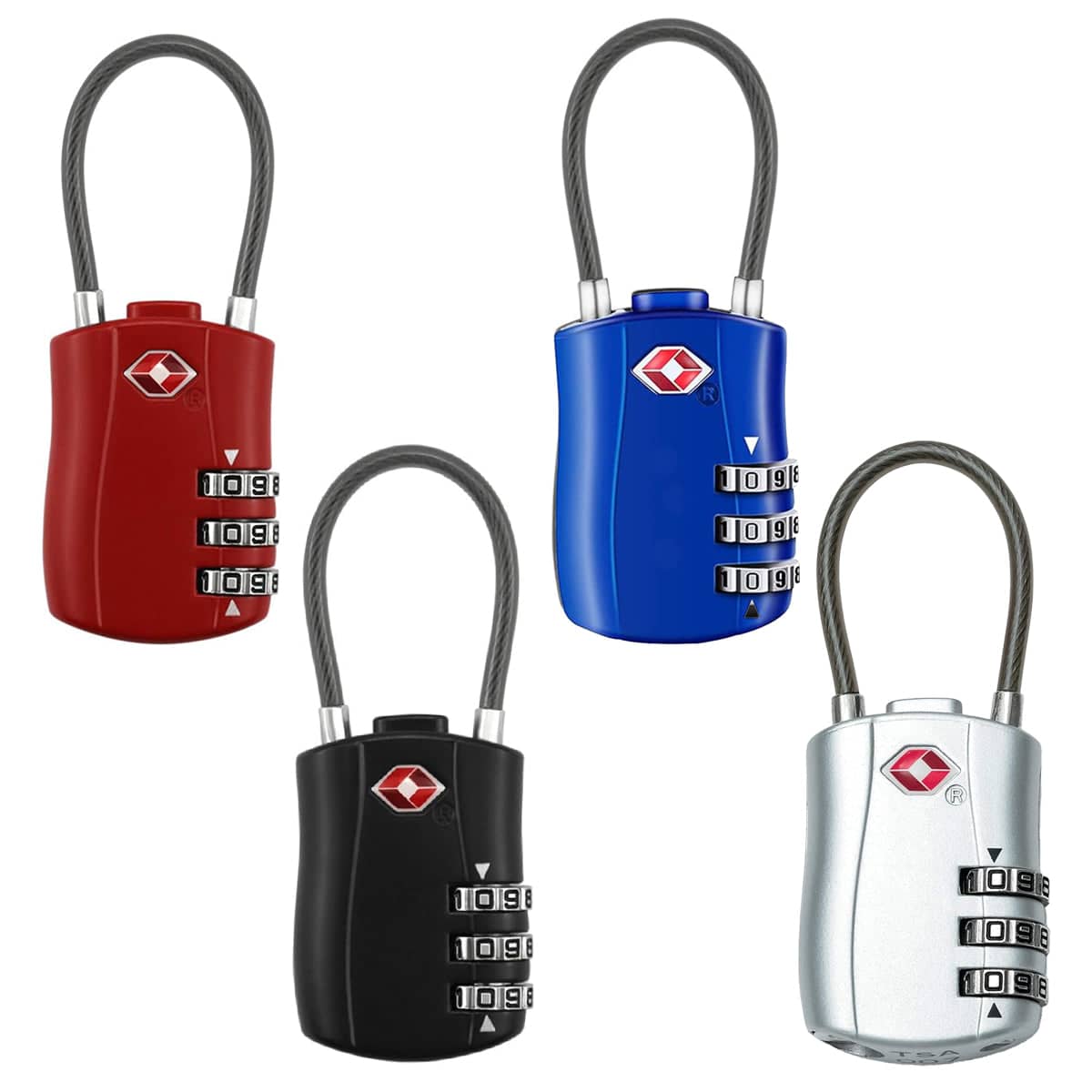 Combination Lock with Steel Cable for Luggage and Bags - Silver - view 3