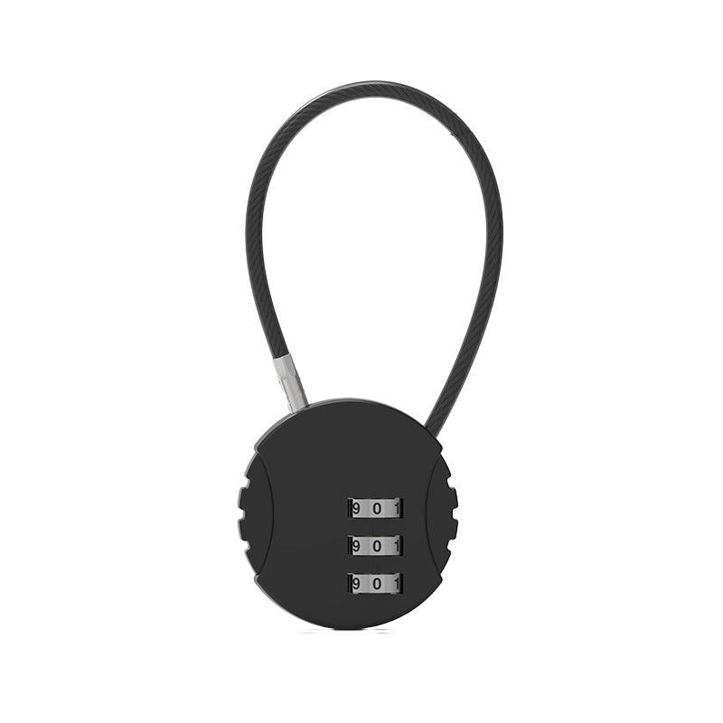 Combination Padlock with Steel Cable Loop - Black