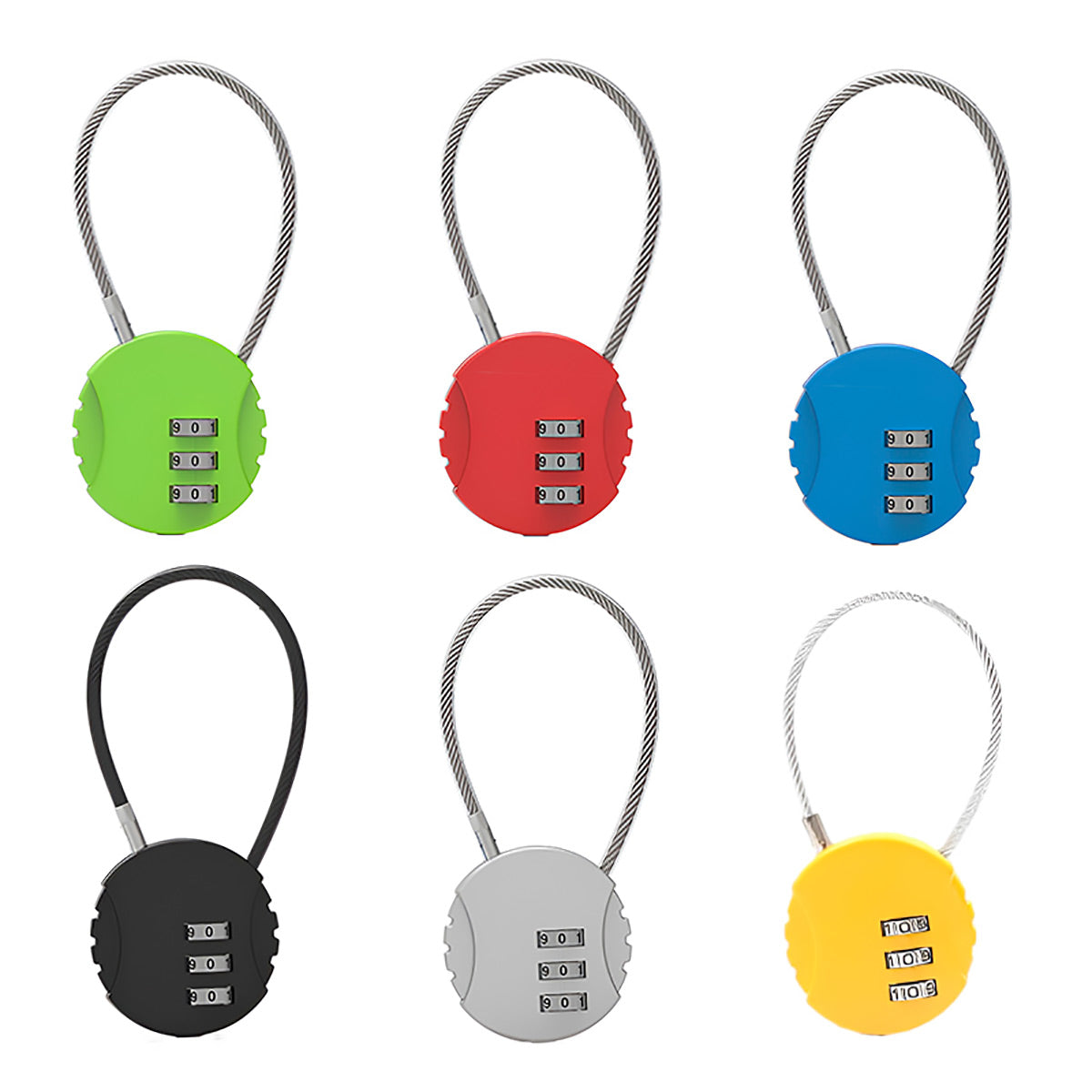 Combination Padlock with Steel Cable Loop - Black - view 3