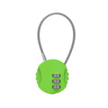 Combination Padlock with Steel Cable Loop - Green