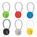 Combination Padlock with Steel Cable Loop - Green - view 3