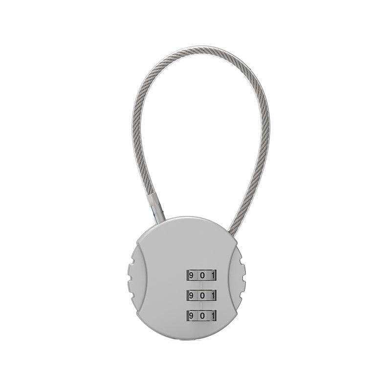 Combination Padlock with Steel Cable Loop - Grey