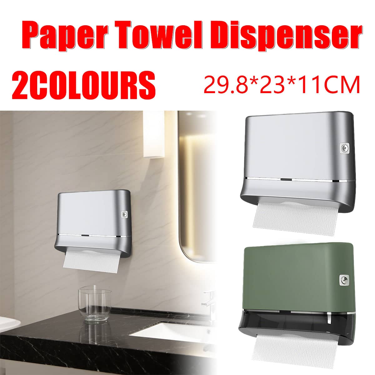 Commercial Wall Mounted Hand Towel Dispenser with Lock - Green - view 2