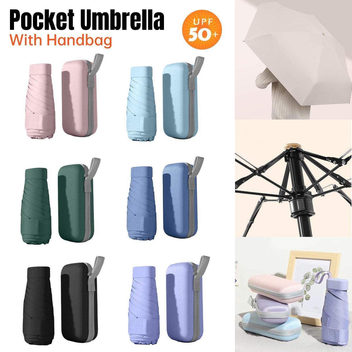 Compact Five-Fold Umbrella with UPF 50+ Sun Protection and Zipper Case - Purple - view 2