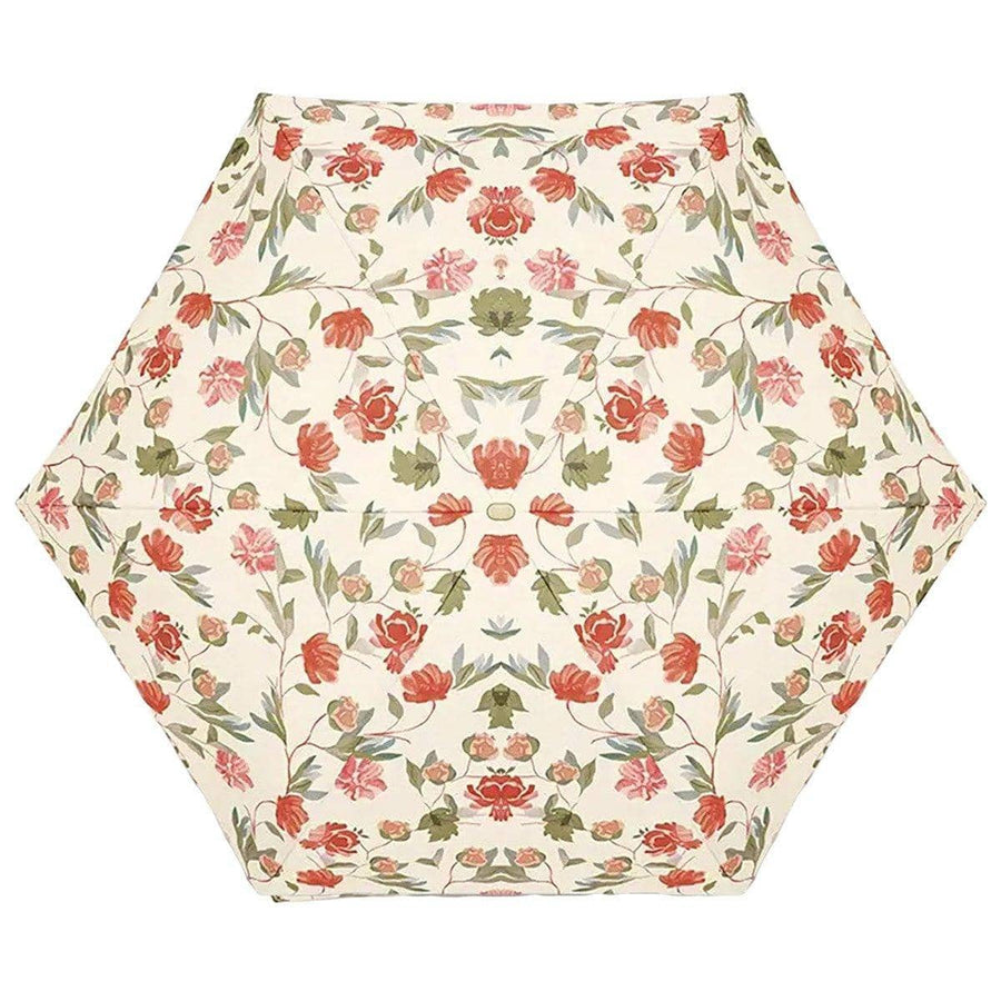 Compact Folding Sun and Rain Umbrella with UV Protection - Floral