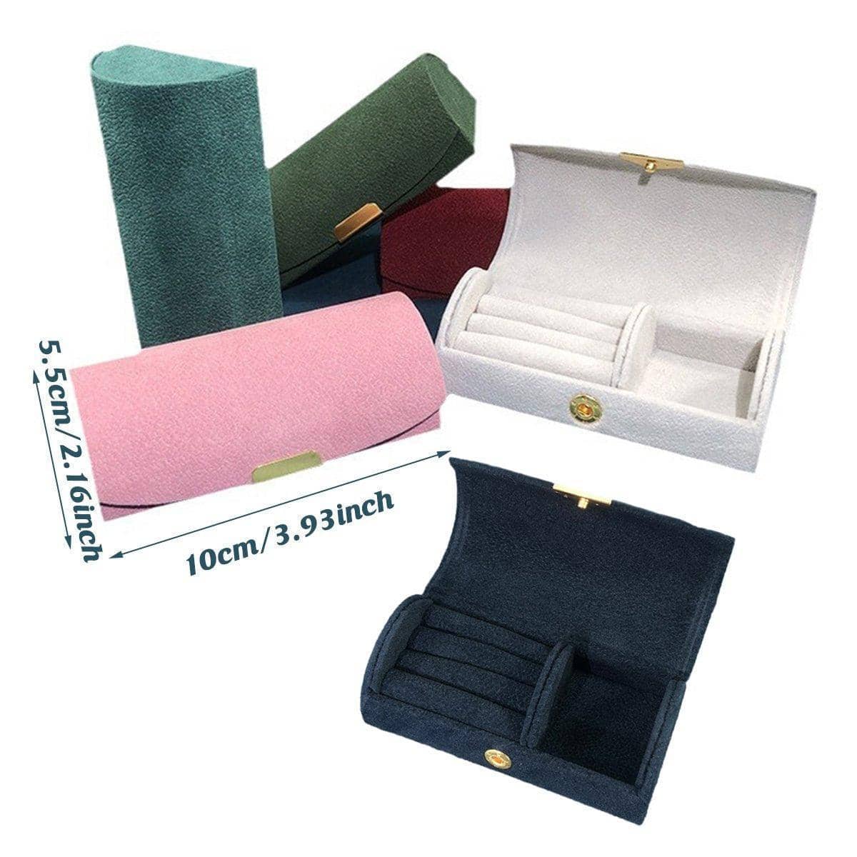 Compact Travel Jewellery Organiser Box for Rings and Earrings - Light Grey - view 4