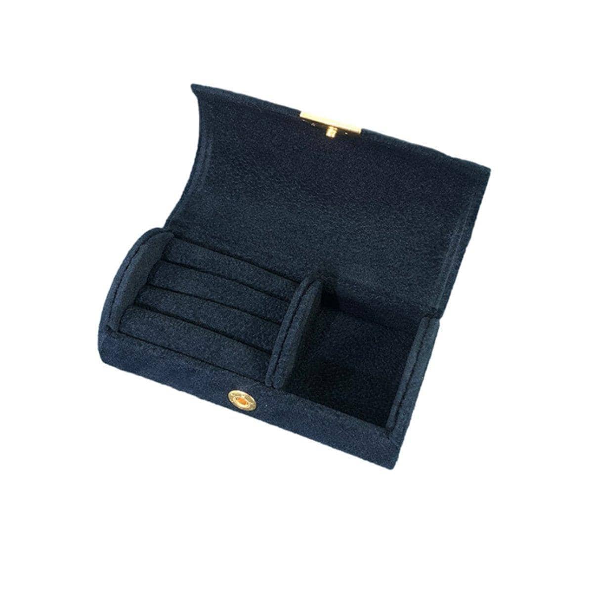 Compact Travel Jewellery Organiser Box for Rings and Earrings - Navy