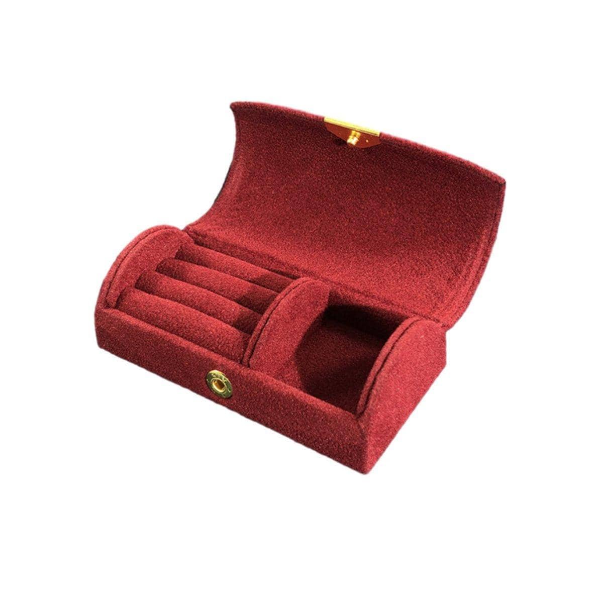 Compact Travel Jewellery Organiser Box for Rings and Earrings - Red