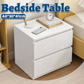 Compact White Bedside Table with Two Drawers, 40 x 30 x 41 cm