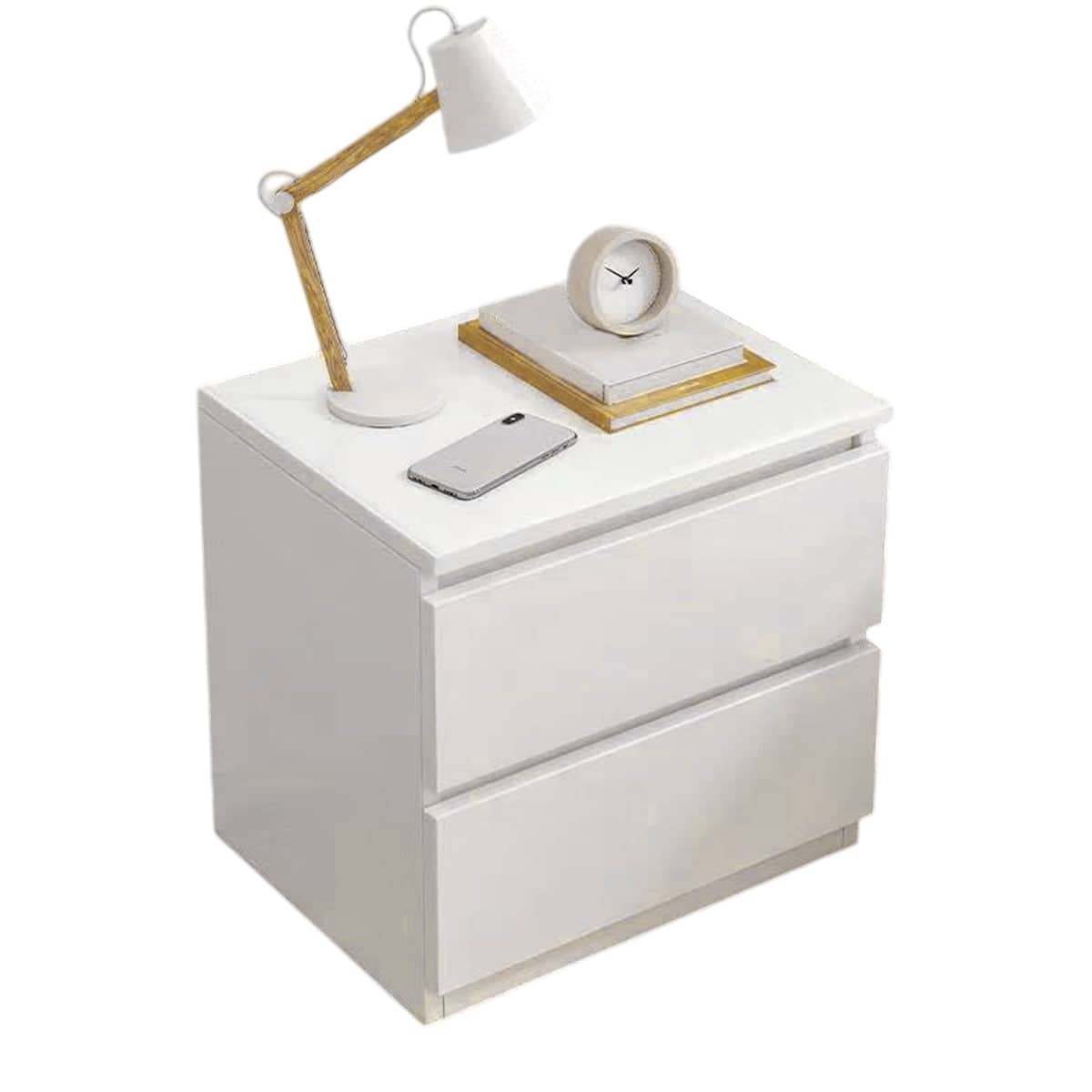 Compact White Bedside Table with Two Drawers, 40 x 30 x 41 cm - view 2