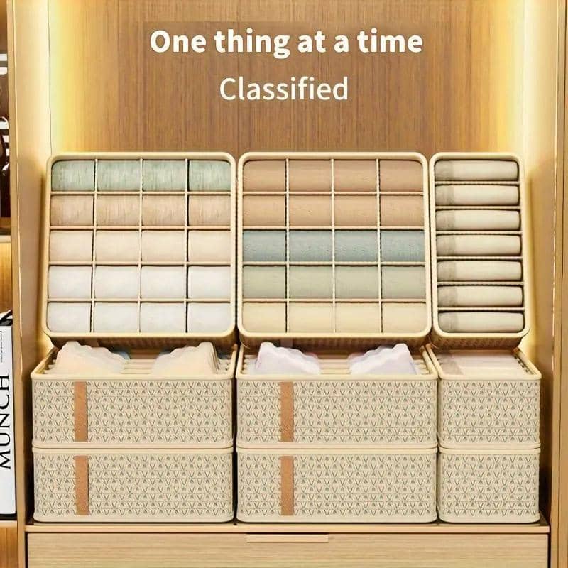 Compartmentalised Underwear and Sock Storage Box Organiser Set of 3 - view 5