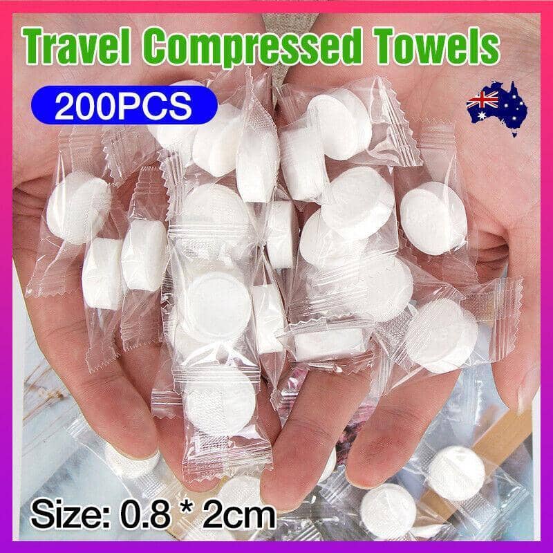 Compressed Travel Towels Tablet Wash Cloths for Camping and Hiking, Pack of 200