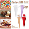 Cone Candy Gift Boxes, Pack of 50 Ice Cream Shape Party Favour Treat Boxes - Kraft Brown - view 2