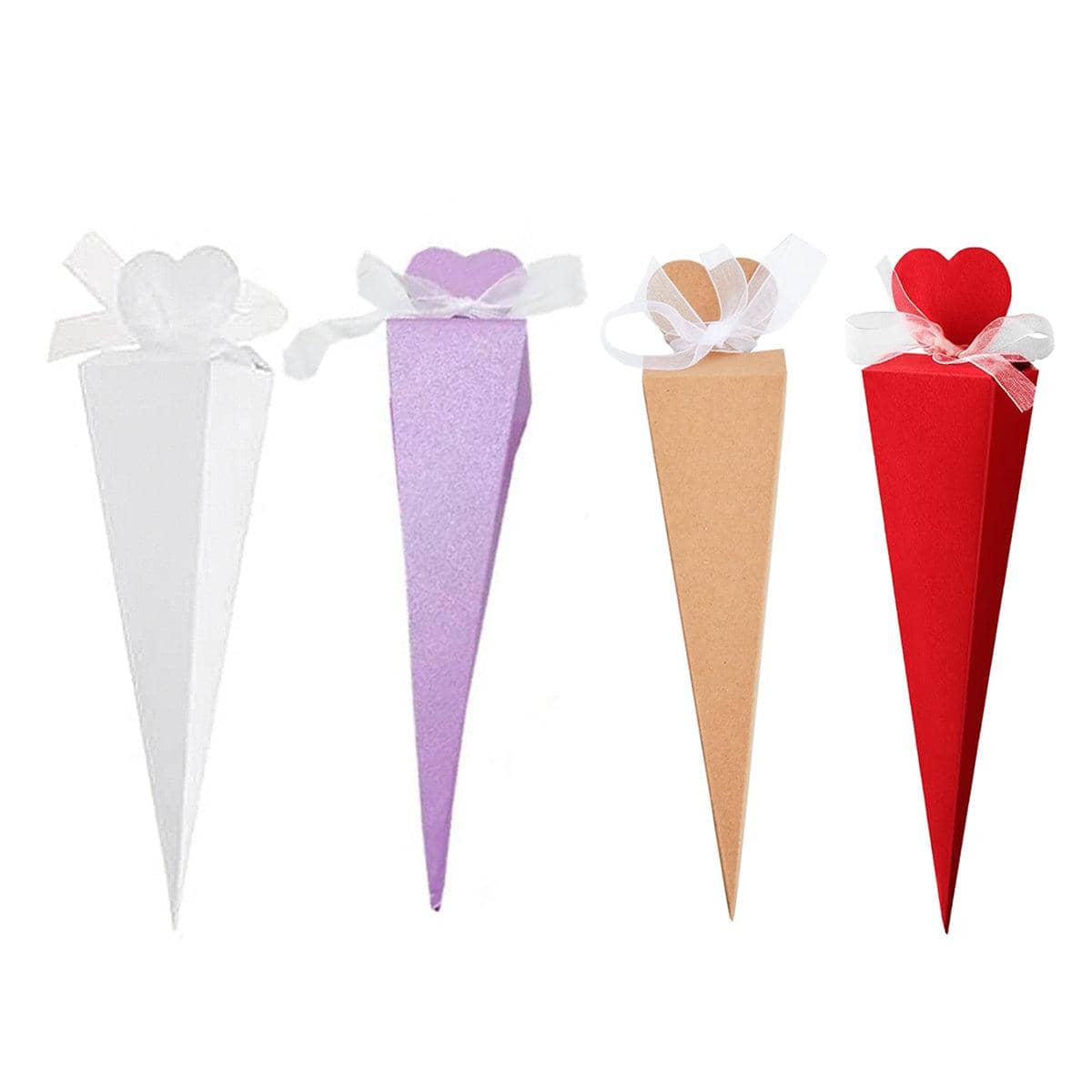 Cone Candy Gift Boxes, Pack of 50 Ice Cream Shape Party Favour Treat Boxes - Kraft Brown - view 3