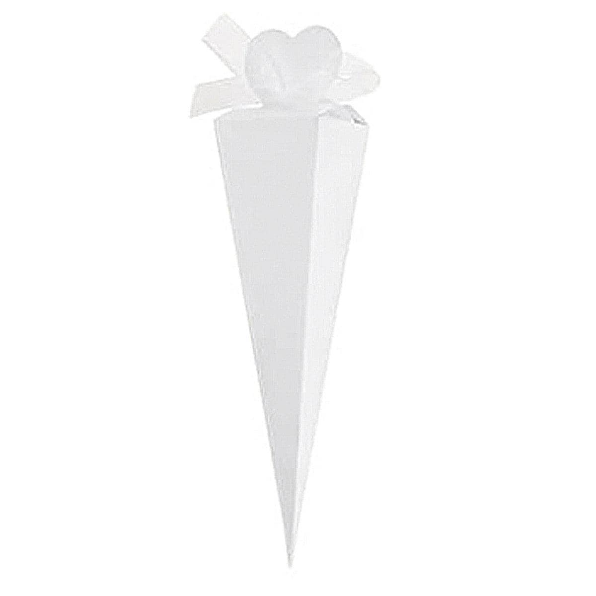 Cone Candy Gift Boxes, Pack of 50 Ice Cream Shape Party Favour Treat Boxes - White