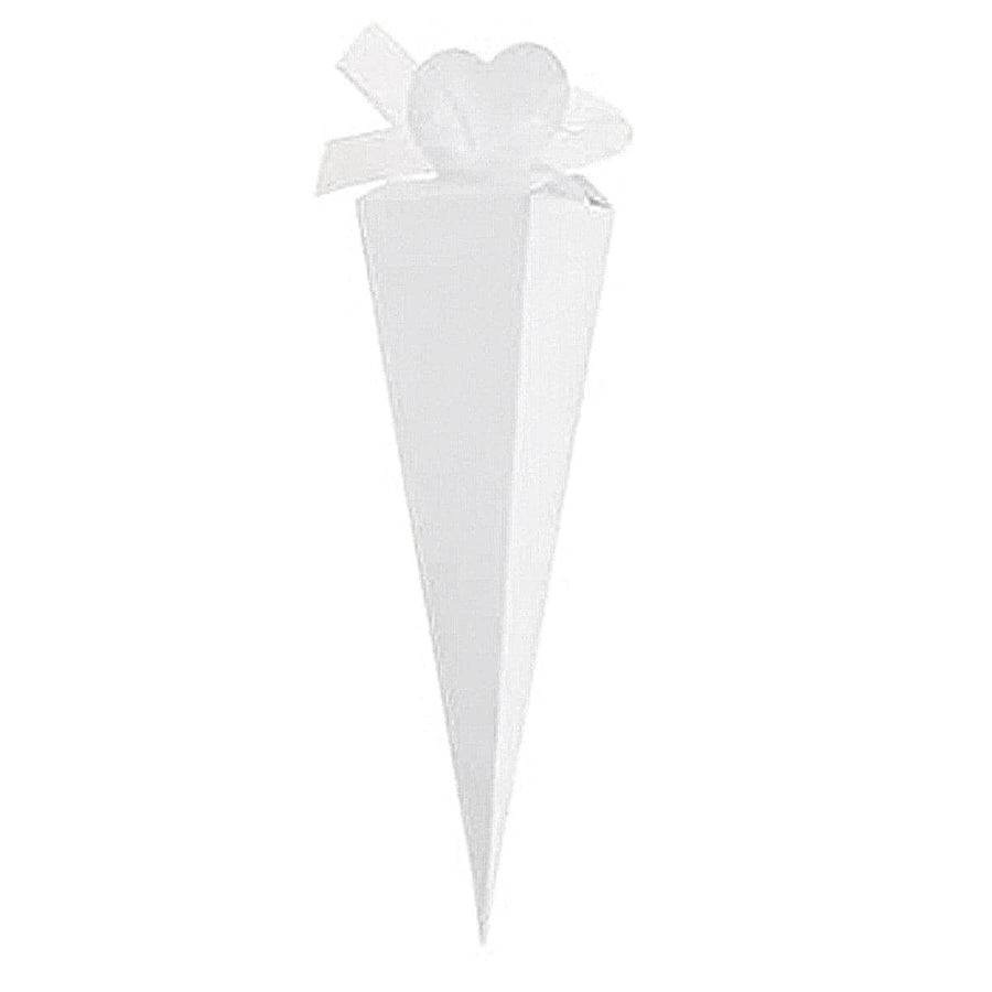 Cone Candy Gift Boxes, Pack of 50 Ice Cream Shape Party Favour Treat Boxes - White