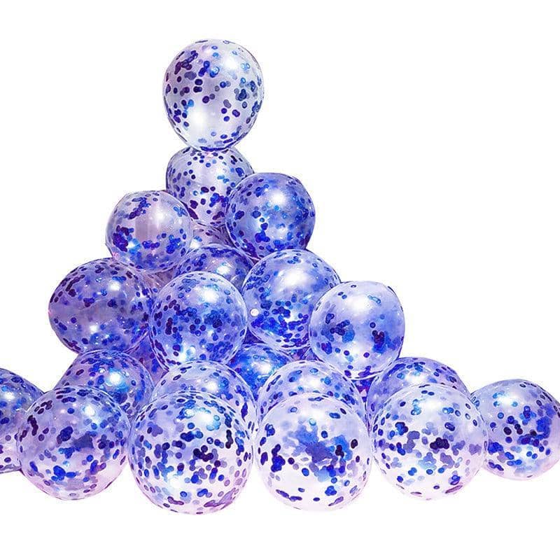 Confetti Glitter Balloons 30cm Latex for Party and Wedding - Blue, Pack of 10