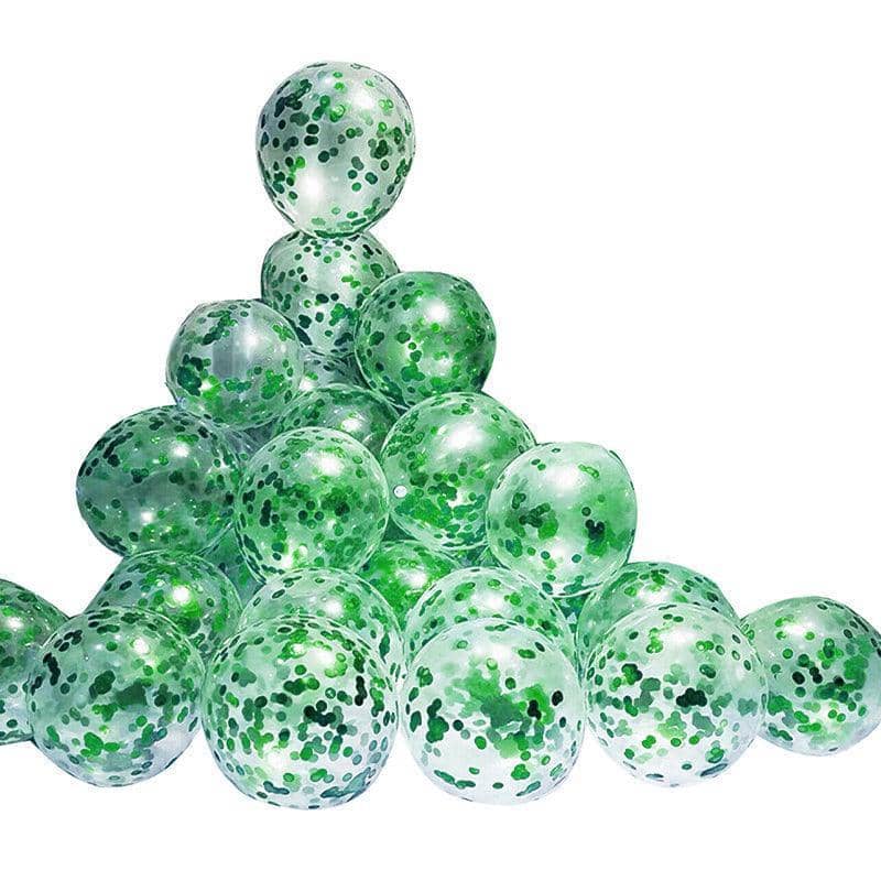 Confetti Glitter Balloons 30cm Latex for Party and Wedding - Green, Pack of 10