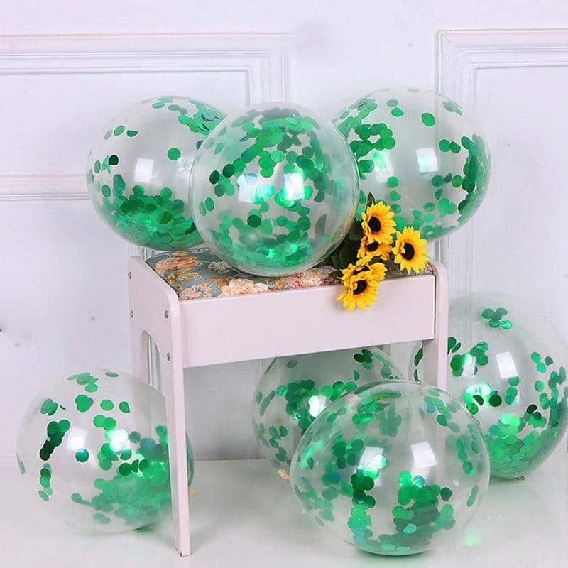 Confetti Glitter Balloons 30cm Latex for Party and Wedding - Green, Pack of 10 - view 4