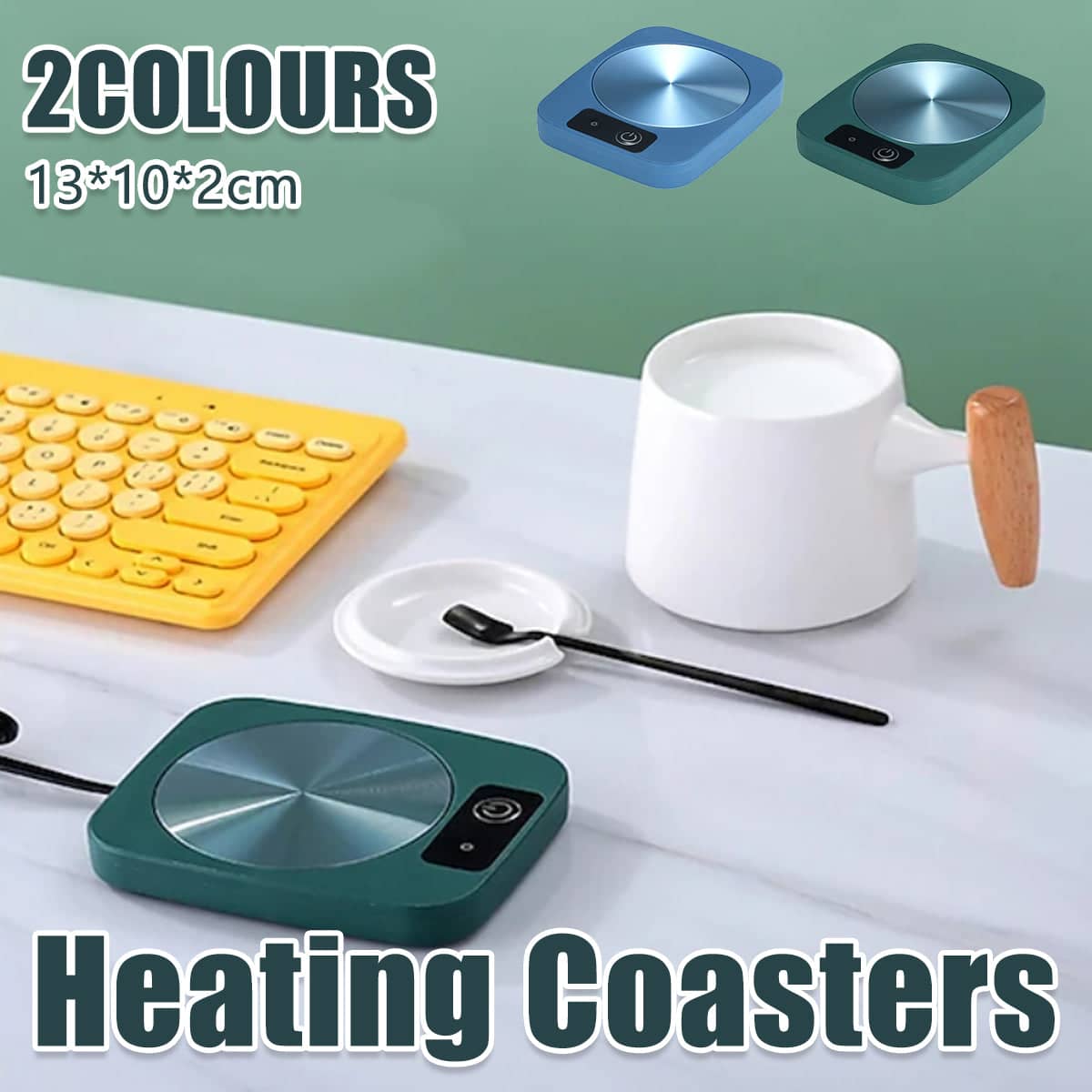 Constant Temperature Heating Coaster for Cups and Mugs - Blue - view 2