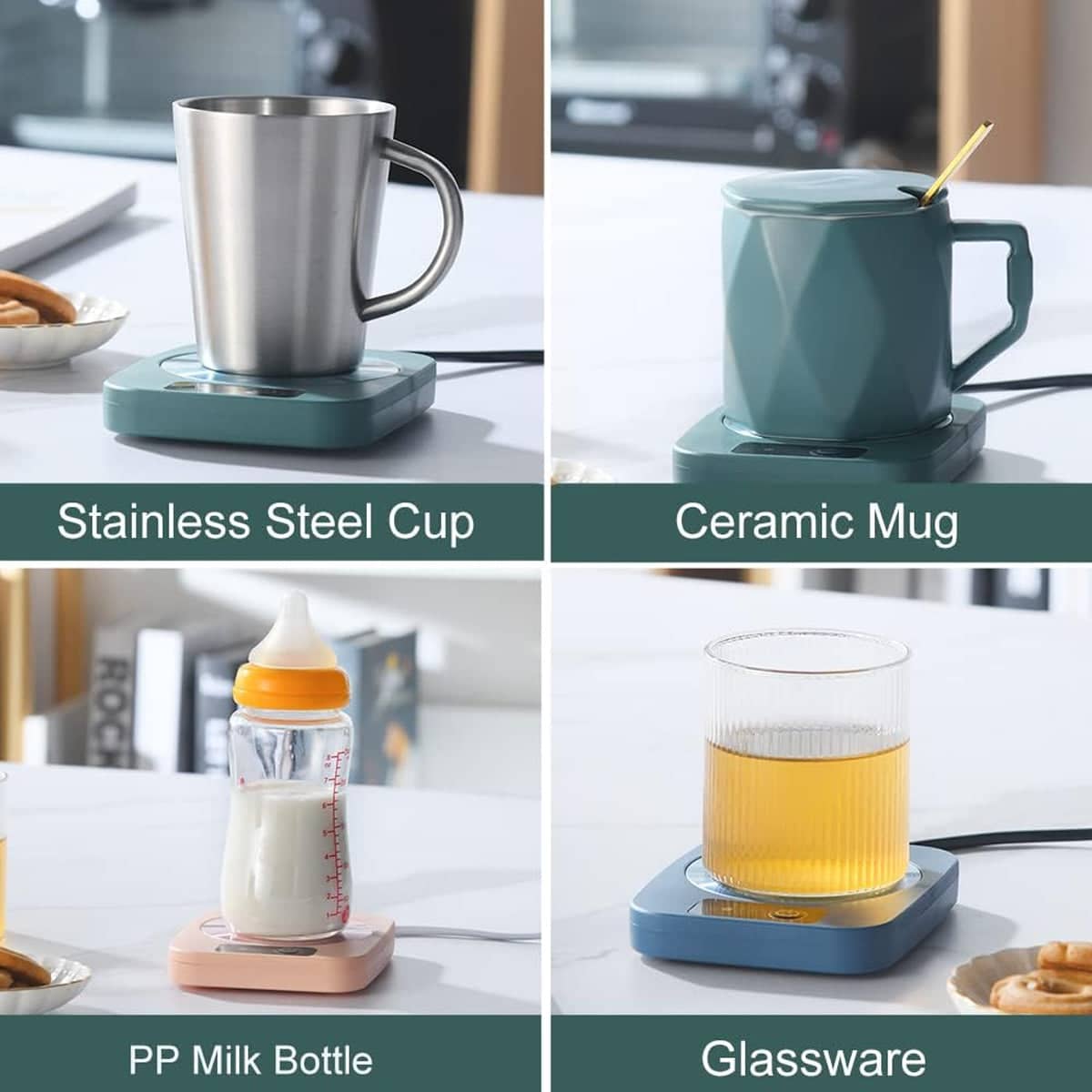 Constant Temperature Heating Coaster for Cups and Mugs - Blue - view 5