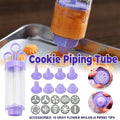 Cookie Decorating Gun Set with 10 Flower Moulds and 8 Piping Tips - Purple