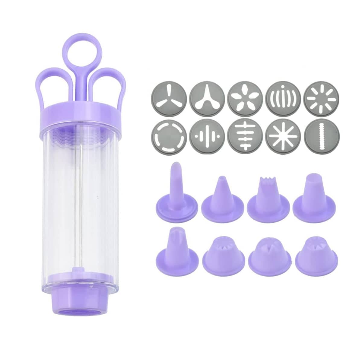 Cookie Decorating Gun Set with 10 Flower Moulds and 8 Piping Tips - Purple - view 2