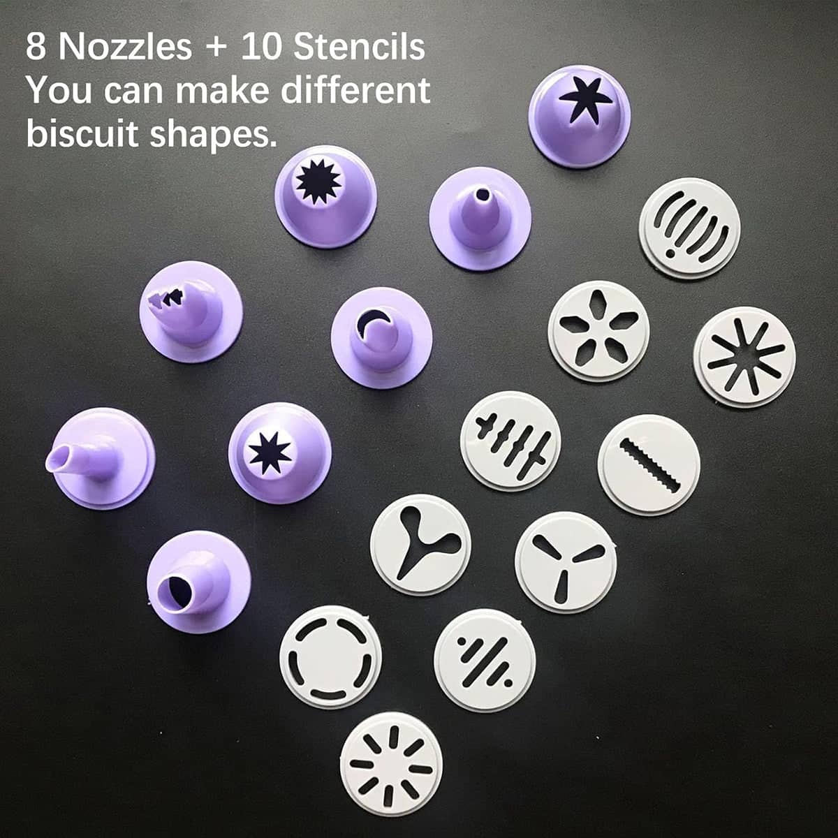 Cookie Decorating Gun Set with 10 Flower Moulds and 8 Piping Tips - Purple - view 5