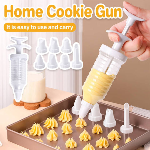 Cookie Press Gun Set 8 Nozzles Multi-Purpose Flower Applicator Baking Tool