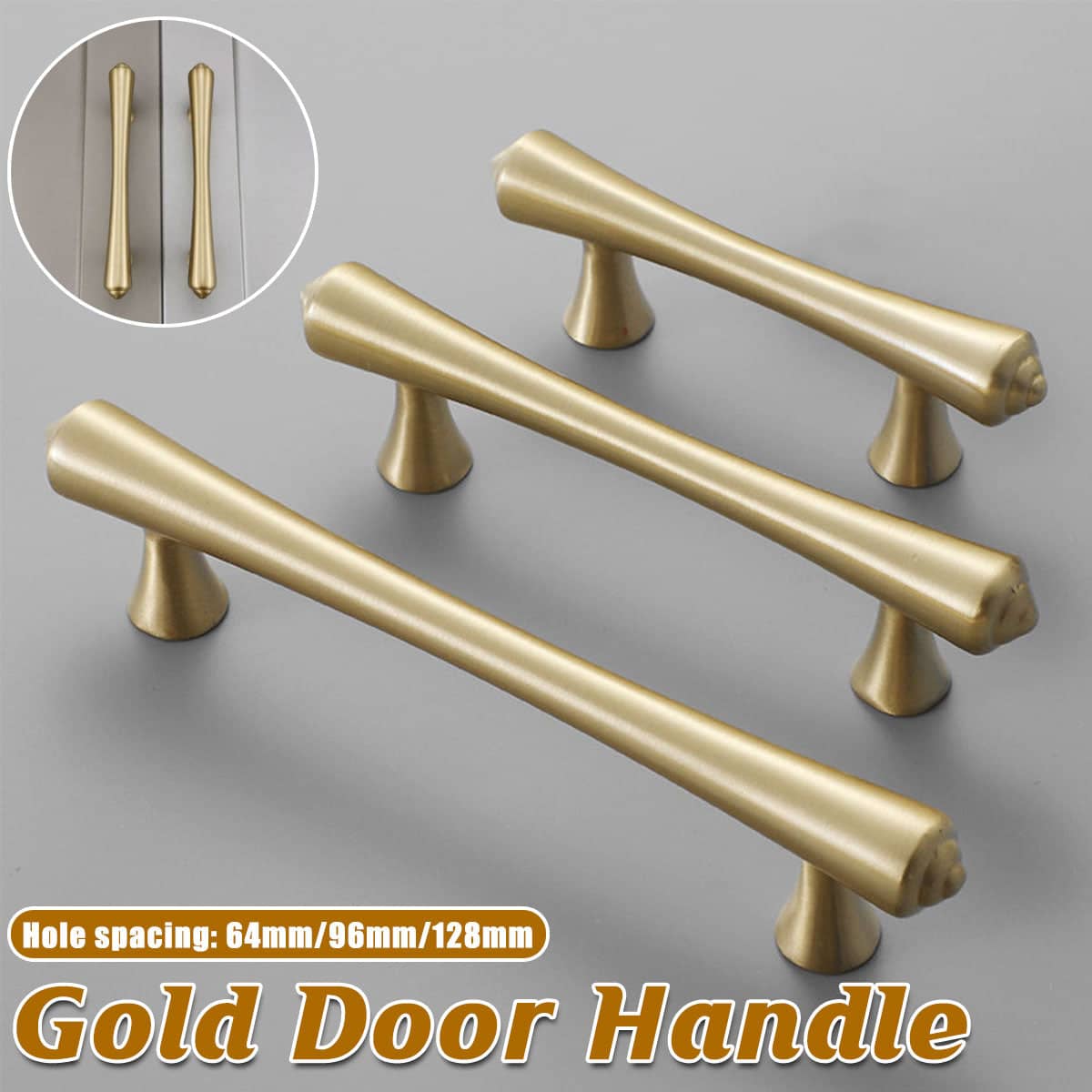 Copper Cabinet Handle with Gold Finish - 128 mm Hole Spacing - view 2