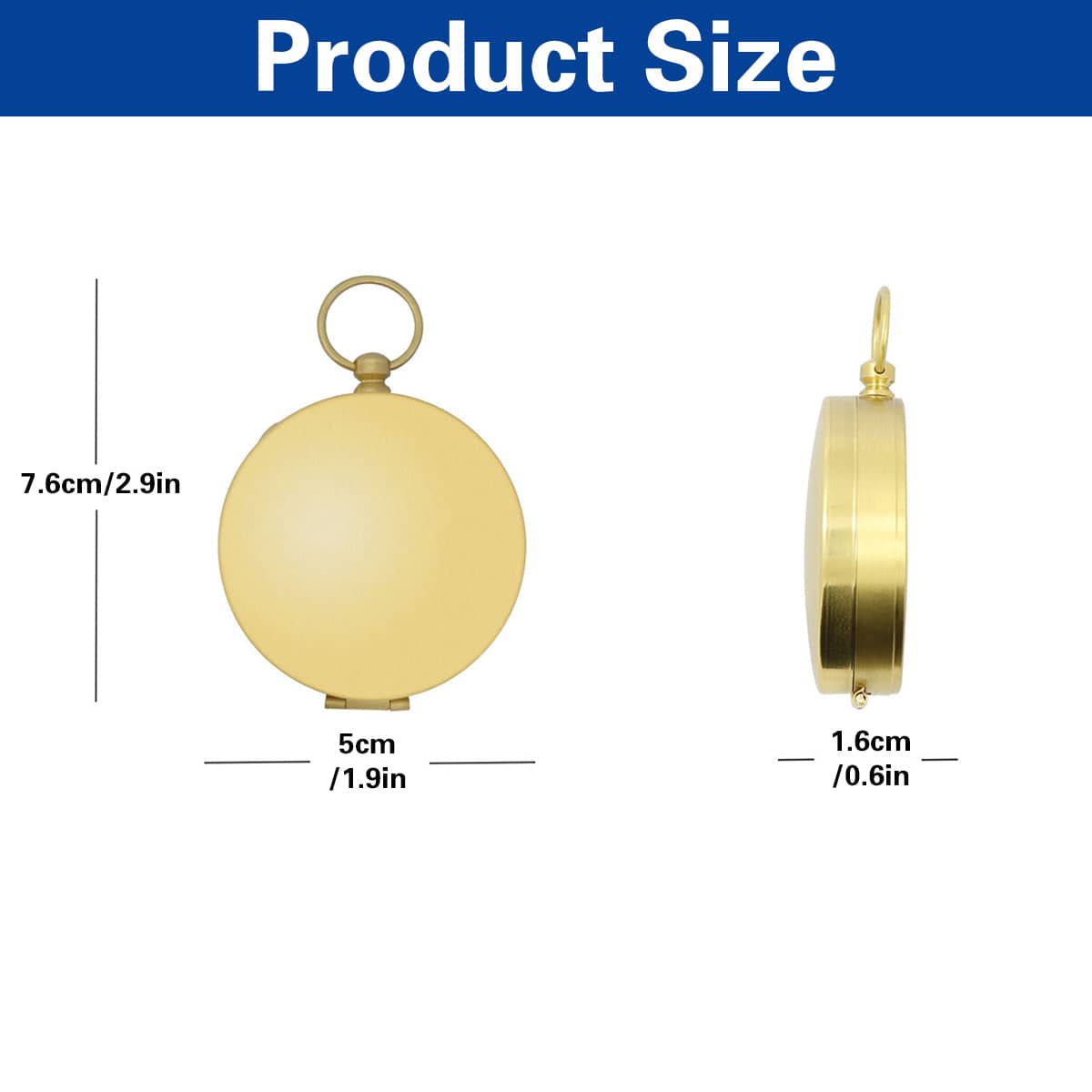 Copper Compass Set of 2 with Flip Cover, Hook and Nightlight for Camping - view 3
