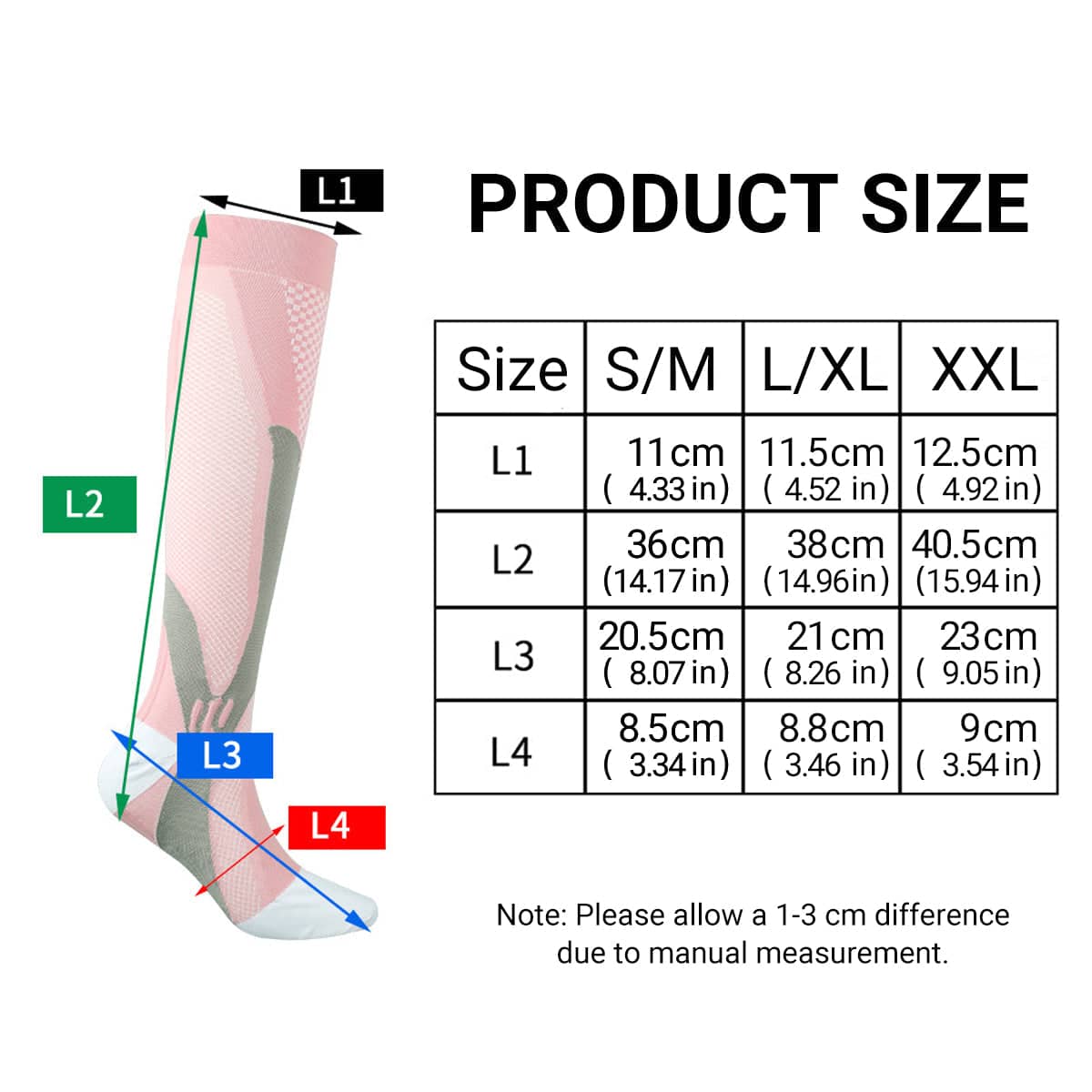 Copper Compression Socks for Running and Travel - Pink, S/M (Foot 20.5 cm) - view 5