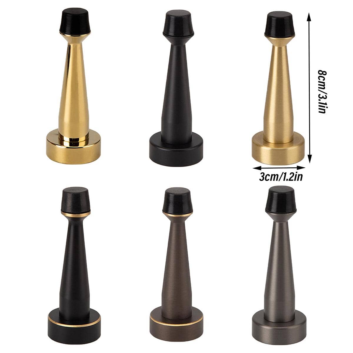 Copper Door Stopper with Rubber Head - Black with Gold Trim - view 4