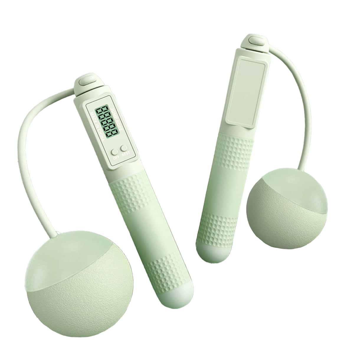 Cordless Weighted Jump Rope with Digital Counter - Mint Green