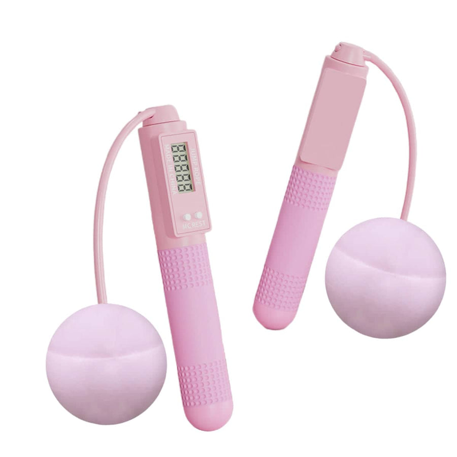 Cordless Weighted Jump Rope with Digital Counter - Pink