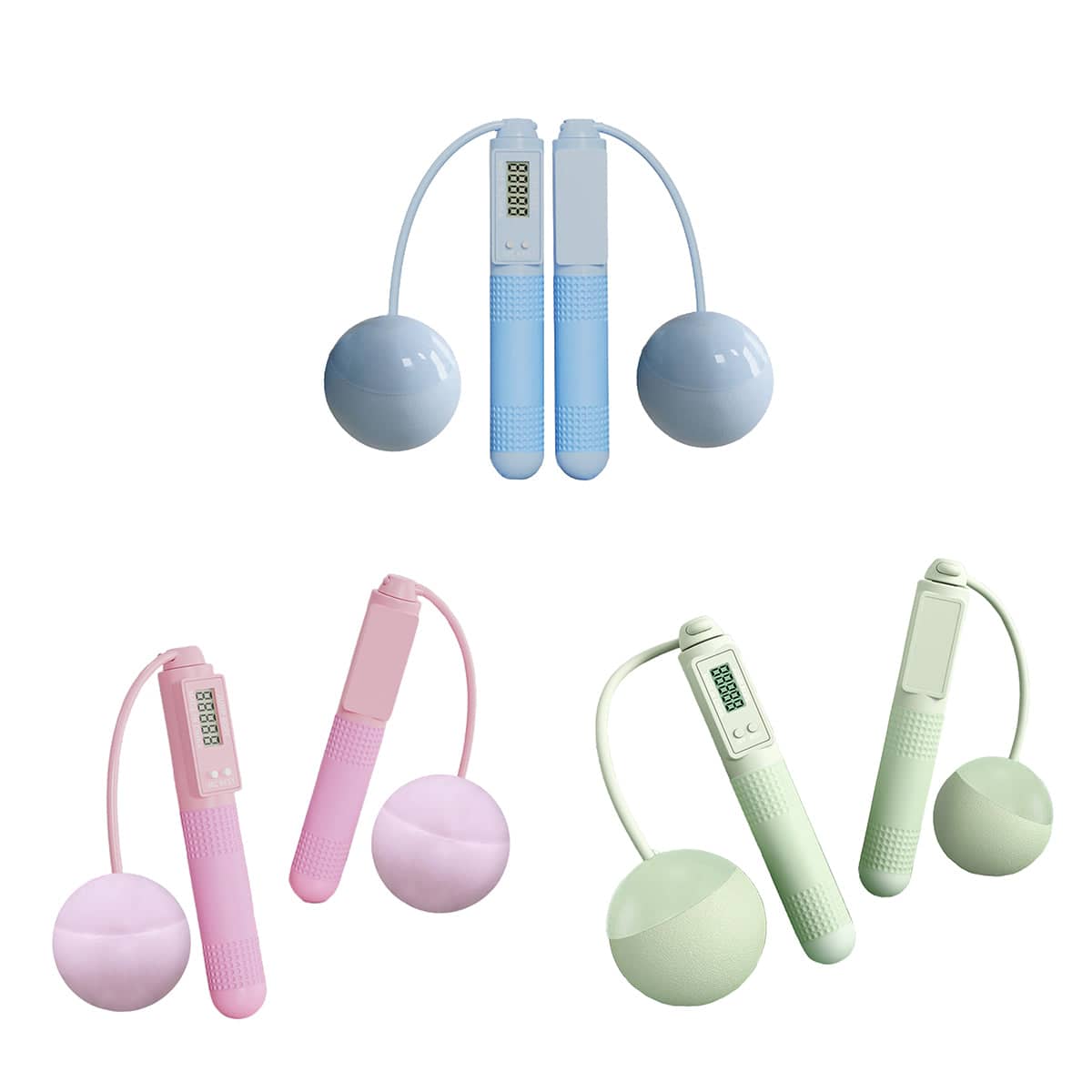 Cordless Weighted Jump Rope with Digital Counter - Pink - view 3