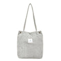 Corduroy Bucket Tote Shoulder Bag for Women - Grey