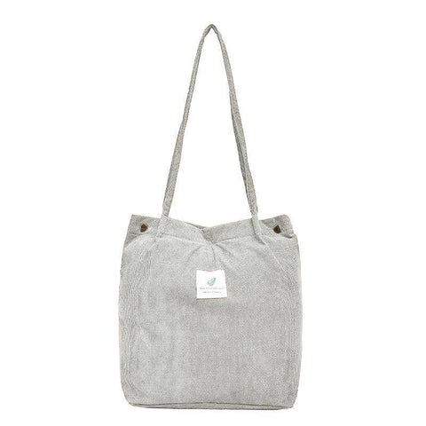 Corduroy Bucket Tote Shoulder Bag for Women - Grey
