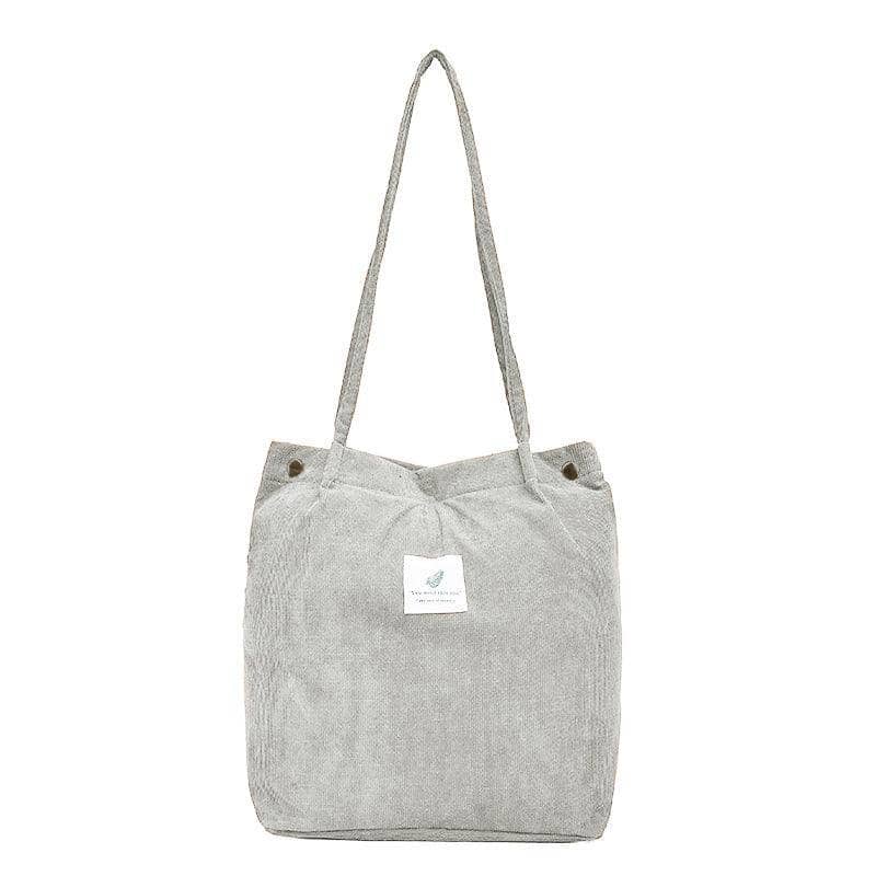Corduroy Bucket Tote Shoulder Bag for Women - Grey