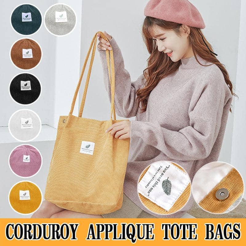 Corduroy Bucket Tote Shoulder Bag for Women - Mustard Yellow - view 2