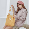Corduroy Bucket Tote Shoulder Bag for Women - Mustard Yellow - view 4