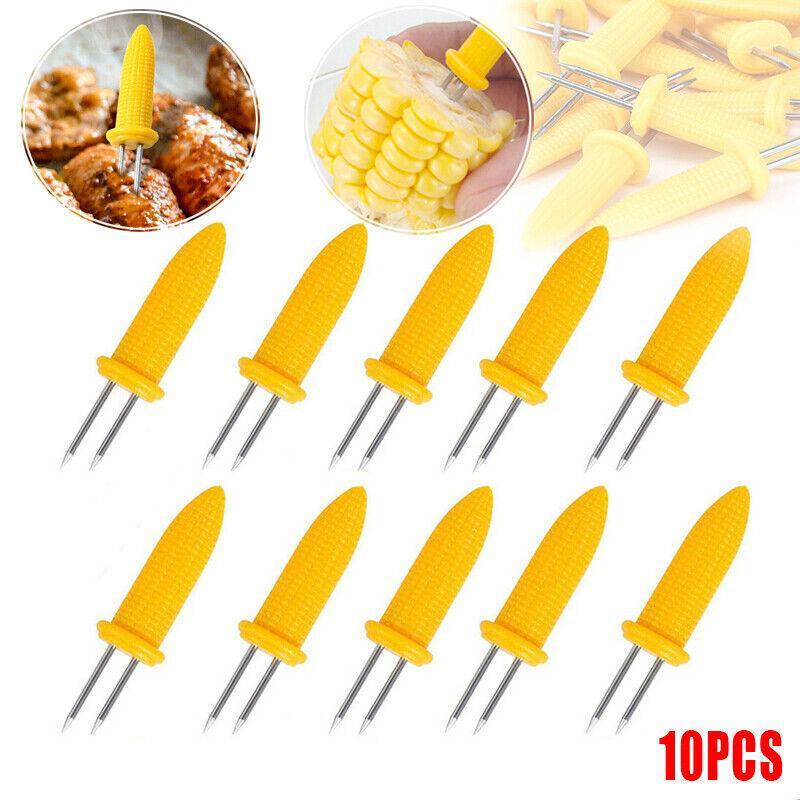 Corn Cob Holders with Stainless Steel Prongs, Set of 10