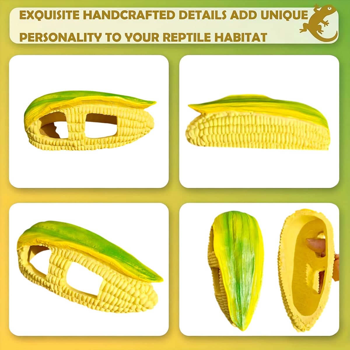 Corn Shape Reptile Hide Cave for Terrarium Decoration, Naturalistic Burrow Habitat - view 5
