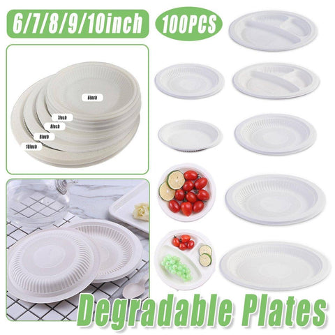 Corn Starch Degradable Dinner Plates - 7 Inch (17.8cm), Pack of 100 - view 2