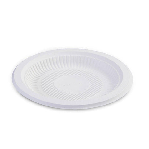 Corn Starch Degradable Dinner Plates - 8 Inch (20.3cm), Pack of 100