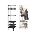 Corner Coat Rack with Storage Shelves and Hooks, 43 x 43 x 178 cm - White - view 3