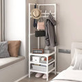 Corner Coat Rack with Storage Shelves and Hooks, 43 x 43 x 178 cm - White - view 5