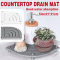 Corner Drain Mat Tray for Kitchen and Bathroom, Diatomaceous Earth Dish Drying Organiser - Grey - view 2